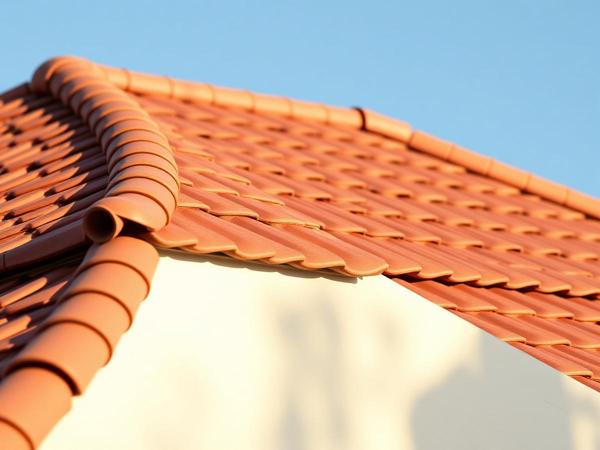 Freshly completed clay tile roof on a Southern California home